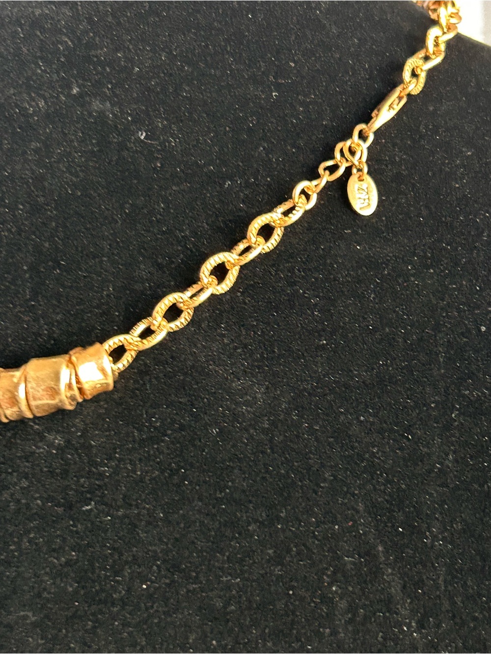 Zara Gold-Tone Hammered Round Pendant Necklace 4 - Picture 7 of 13